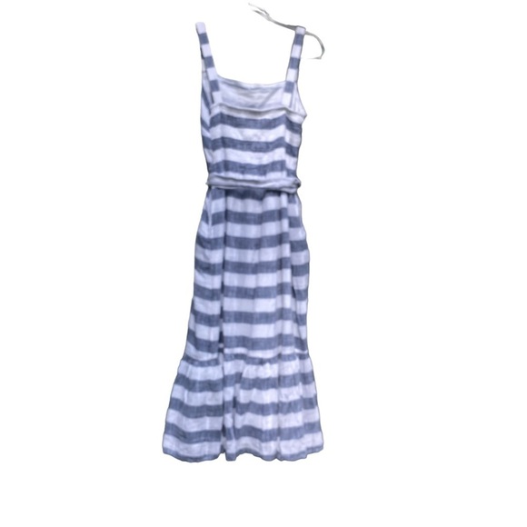 Theodore & Chelsea Blue/White Striped Ruffled Bottom Belted Sundress Sz Medium - Picture 3 of 14
